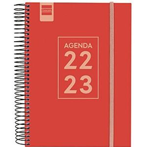 Finocam - Kalender 2022 2023 secundaire 1 dag september 2022 - juni 2023 (lectieve cursus) + juli en augustus samengevat, rood, Spaans