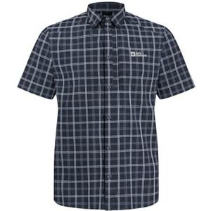 Jack Wolfskin Norbo S/S Overhemd, nachtblauw/ruitpatroon, XL Heren, nachtblauw/geruit, XL
