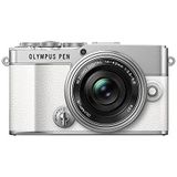 Olympus PEN E-P7 cameraset, 20 MP-sensor,ingebouwde 5-assige beeldstabilisator, kantelbaar HD LCD, 4K-video, wifi, profielkeuze kleur en zwart/wit, wit incl. M.Zuiko Digital ED 14-42mm EZ zilver
