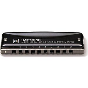 Suzuki HA20A Hammond Diatonische mondharmonica, 10 gaten, zwart