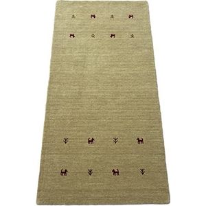 Gabbeh Beige tapijt, 100% wol, handgeweven oosterse tapijt, Loom Lori (70 x 140 cm, beige T3)