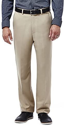 Haggar Cool 18 Flat Front Informele herenbroek met klassieke pasvorm en verborgen verlengbare tailleband, Donkere Taupe, 36W / 29L