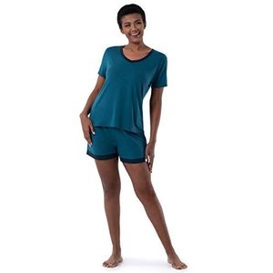 Fruit of the Loom Women's Plus Size Sleeve Tee and Short 2 Piece Sleep Set, Turquoise, 4X