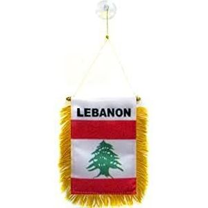 Libanon mini Banner 6'' x 4'' - Libanese PENNANT 15 x 10 cm - mini Banners 4x6 inch zuignap hanger - AZ FLAG