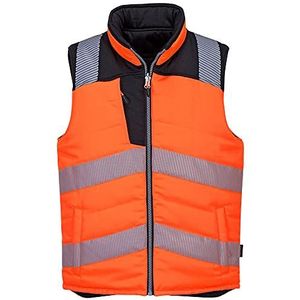 Portwest PW374 PW3 Hoge Zichtbaarheid Bodywarmer, 2 Zijde Draagbaar, Oranje/Zwart, Grootte M