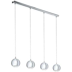 EGLO Conessa ledhanglamp met 4 fittingen, moderne hanglamp van metaal en kunststof, eetkamerlamp in chroom, helder, hangende woonkamerlamp met GU10-fittingen