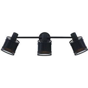 REV Wand- of plafondlamp met 3 lampen in vintage look met E14-fitting – plafondlamp draaibaar van metaal en zwarte stoffen bekleding – wandlamp voor woonkamer, slaapkamer en hal