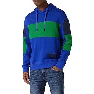 Armani Exchange Heren Color Block, Logo Patch, Hooded Sweatshirt, blauw/groen, L
