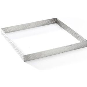 De Buyer 309922 Vierkante taartring met geperforeerde rechte rand roestvrij staal, zilver