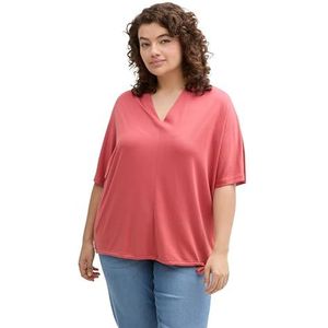 TOM TAILOR Plussize T-shirt voor dames, 11016 - Berry Red, 52 Grote maten