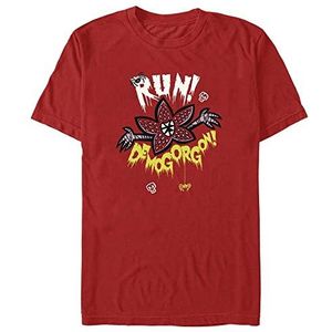 Netflix Unisex Stranger Things-Run Away Organic Short Sleeve T-Shirt, Rood, M, rood, M