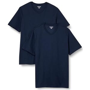 Amazon Essentials Heren Regular-Fit T-shirt met korte mouwen en V-hals (verkrijgbaar in Big & Tall), pak van 2, marineblauw, 6X-Large Big Tall