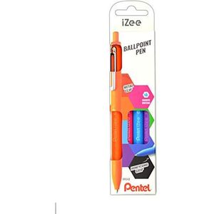 Pentel BX470 iZee, balpen, 4 kleuren, set incl. navulling, diameter kogel: 1,0 mm 4 Stück oranje/roze/lichtblauw/violet