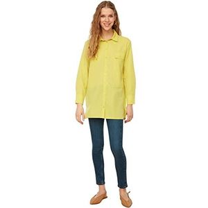 Trendyol Vrouwen bescheiden reguliere basic overhemd kraag geweven bescheiden shirts, Groen, 62