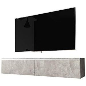 Selsey Kane TV-lowboard TV-kast hangend/staand 140 cm (betonlook met led)