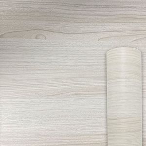 AWNIC Plakfolie, houtlook, meubelfolie, folie, folie, meubelfolie, zelfklevend, crèmewit, natuurlijke houtnerf, pvc-folie, waterdicht, voor meubels, decoratie, tafelblad, kasten