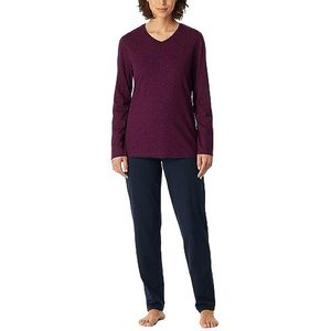 Schiesser Dames pyjama lang 100% katoen zonder manchetten comfort pyjama set, pruim, 38, Pflaume, 38