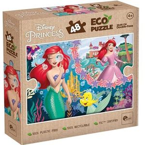 Lisciani - DISNEY PRINCESSES Ariel Puzzel - 48-delige dubbelzijdige puzzel voor kinderen vanaf 4 jaar - Inkleuradvies - Formaat 25x35 cm - De Kleine Zeemeermin - 100% recyclebaar - Cadeau idee