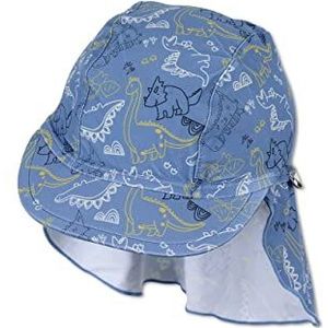 Sterntaler Uniseks kinderpet met klep en nekbescherming, Dino badmuts, blauw, normaal, blauw