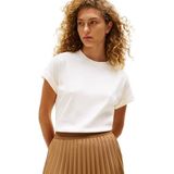 Tommy Hilfiger S/S T-shirt voor dames, Wit (Ivoorzijde/Dark Night Navy Stp), XXS