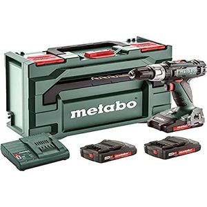 Metabo 602321540 accu-boormachine BS 18 L set 18V, 3x 2Ah Li-Ion batterijen, incl. oplader, in koffer, max. koppel: 25Nm (zacht) / 50Nm (hard), boor-Ø