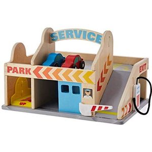 Melissa & Doug Servicestation met parkeergarage | Houten voertuigen en treinen | Trucks en voertuigen | 3+ | Cadeau voor jongens en meisjes