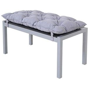 Chicreat Aluminium Bench with Polywood Surface and Cushion, Silver and Black, 100 x 50 x 45cm