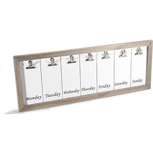 DONREGALOWEB - Kalender - Weeknotitiehouder van hout met metalen clips voor het ophangen van berichten en lijsten, 53 x 3 x 20 cm