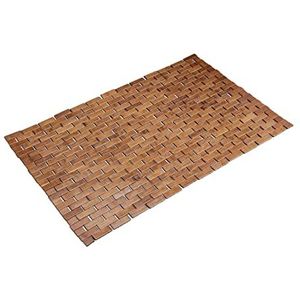Relaxdays bamboe badmat, oprolbaar, hygiënisch, antislip, vochtresistent, voor binnen, 50x80 cm, in het bruin