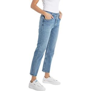 Replay Dames Jeans Maijke Straight-Fit Rose Label van Comfort Denim, Medium Blue 009, 24W x 28L