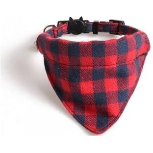 Luxe kattenhalsbanden met vlinderdas en bel | Safe Quick Release Breakaway gesp (rood en marine geruite bandana)