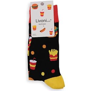 Livoni Fast Food Sokken 39-42, meerkleurig, M, Meerkleurig, M