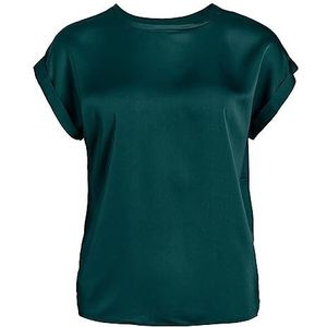 Vila Viellette S/S Satin Top-Noos Shirt met korte mouwen voor dames, Ponderosa-dennen, 34 NL