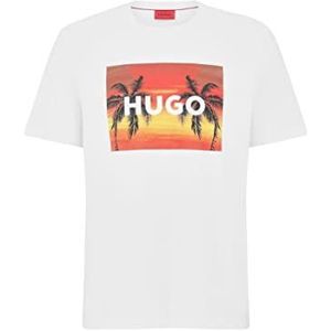 HUGO Heren Dulive_U232 T-shirt, White100, XS, White100, XS