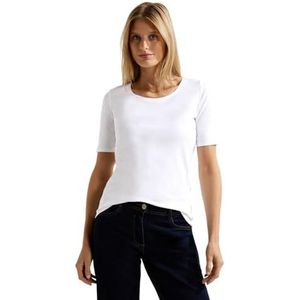 Cecil Lena Basic T-shirt voor dames, katoen, wit., XL