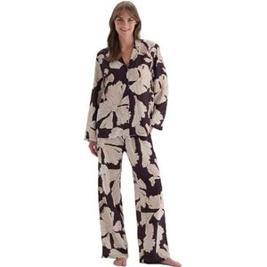 Dagi Dames normale taille bloemenprint gedetailleerde geweven broek pyjamabroek, Paars, 38