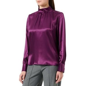 Seidensticker Damesblouse, modieuze blouse, regular fit, opstaande kraag, lange mouwen, 100% viscose, lila, 46