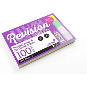 Silvine Luxpad Revision A6 Flash Cards - Gevoerd (100 kaarten) Diverse kleuren, 6x4