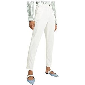 Tommy Hilfiger Dames Slim Co Blend Chino Broek Geweven, Ecru, 58