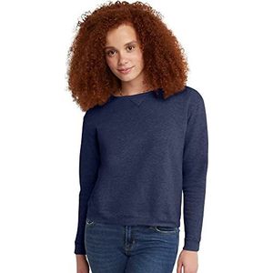 Hanes Dames Ecosmart Sweatshirt met V-hals/ronde hals, fleecetrui, damessweatshirt, marine Hei, S