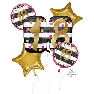 amscan Roze & Goud 18e verjaardag Folie Ballon Boeket-5 stuks