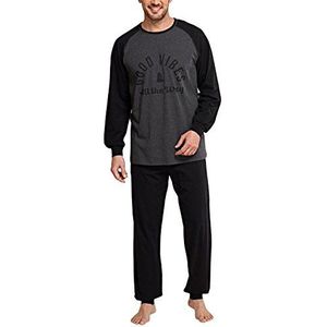 Schiesser Geselecteerde premium pyjama voor heren, lang, tweedelige pyjama, zwart (000), 48