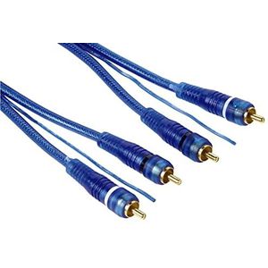 Hama RCA-kabel 5m. (dubbel afgeschermde RCA-audiokabel, vergulde RCA-stekker, 2x2 RCA-stekker, robuuste luidsprekerkabel van OFC-koper met externe kabel voor thuisbioscoop, hifi-installaties) blauw