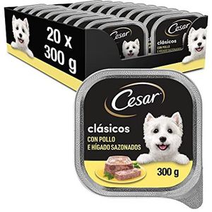 Cesar Vochtige geleivoer voor honden, kip en leversmaak, 20 blikjes x 300 g