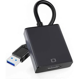 USB naar HDMI-adapter, USB 3.0/2.0 naar HDMI-adapter 1080P Full HD multi-display video audio grafische kabel uitgang meerdere monitoren compatibel met Windows XP/7/8/8.1/10/11 voor PC Laptop Projector