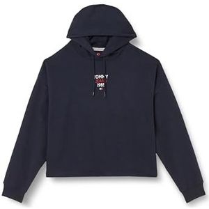 Tommy Jeans Dames RLX Essential Logo1 Hood Ext Hoodies, Blauw, M, Dark Night Navy, M