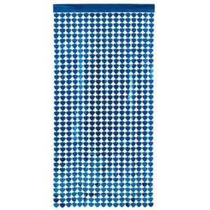 BigBuy Home Gordijn harten blauw 200 x 100 cm