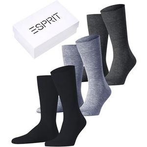 Esprit Heren Solid Mix 3-Pack Sokken ademend biologisch Katoen Lyocell Versterkte herensokken Huidvriendelijk Duurzaam Effen Voor Dagelijks Zakelijk Multipack Multipack 2 Paar