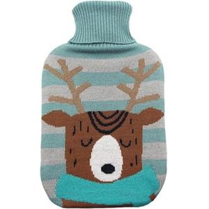 Mimo warmwaterkruik, inhoud 1,7 l, blauwe voering met rendieren, afmetingen: 20 x 32 x 4 cm. Flexibel en zacht om aan te raken, ideaal voor het verwarmen in de winter. Perfect om te ontspannen.