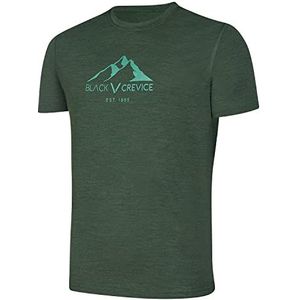 Black Crevice Heren Merino T-shirt I hoogwaardig merino shirt I heren T-shirt van 70% merinowol & 30% PES I temperatuurregulerend T-shirt heren I Mulesingvrij shirt voor heren, forest green, S